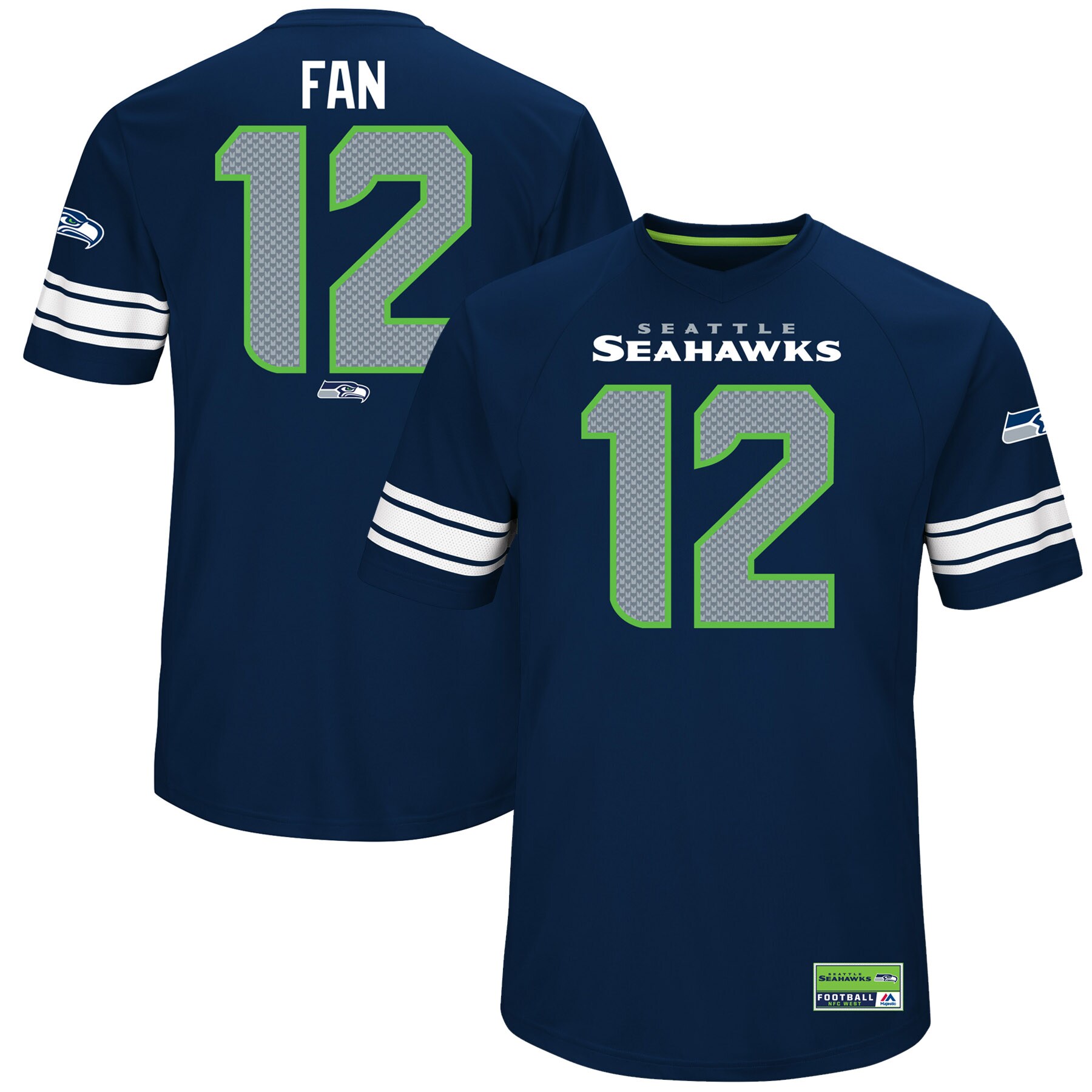Buy 12s Seattle Seahawks Majestic Hashmark Player Name & Number T-Shirt -  College Navy F2640972 Online